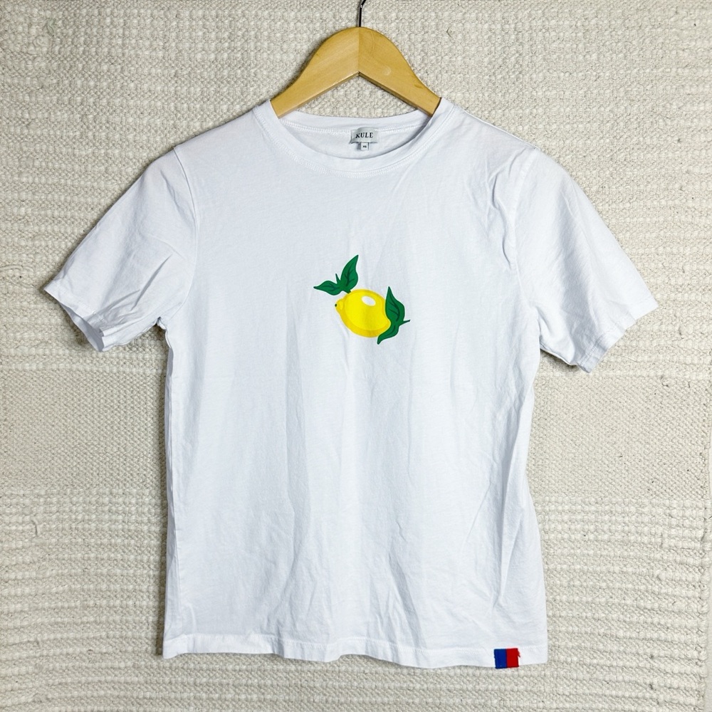 KULE white short sleeve crewneck lemon print Baja tee XS